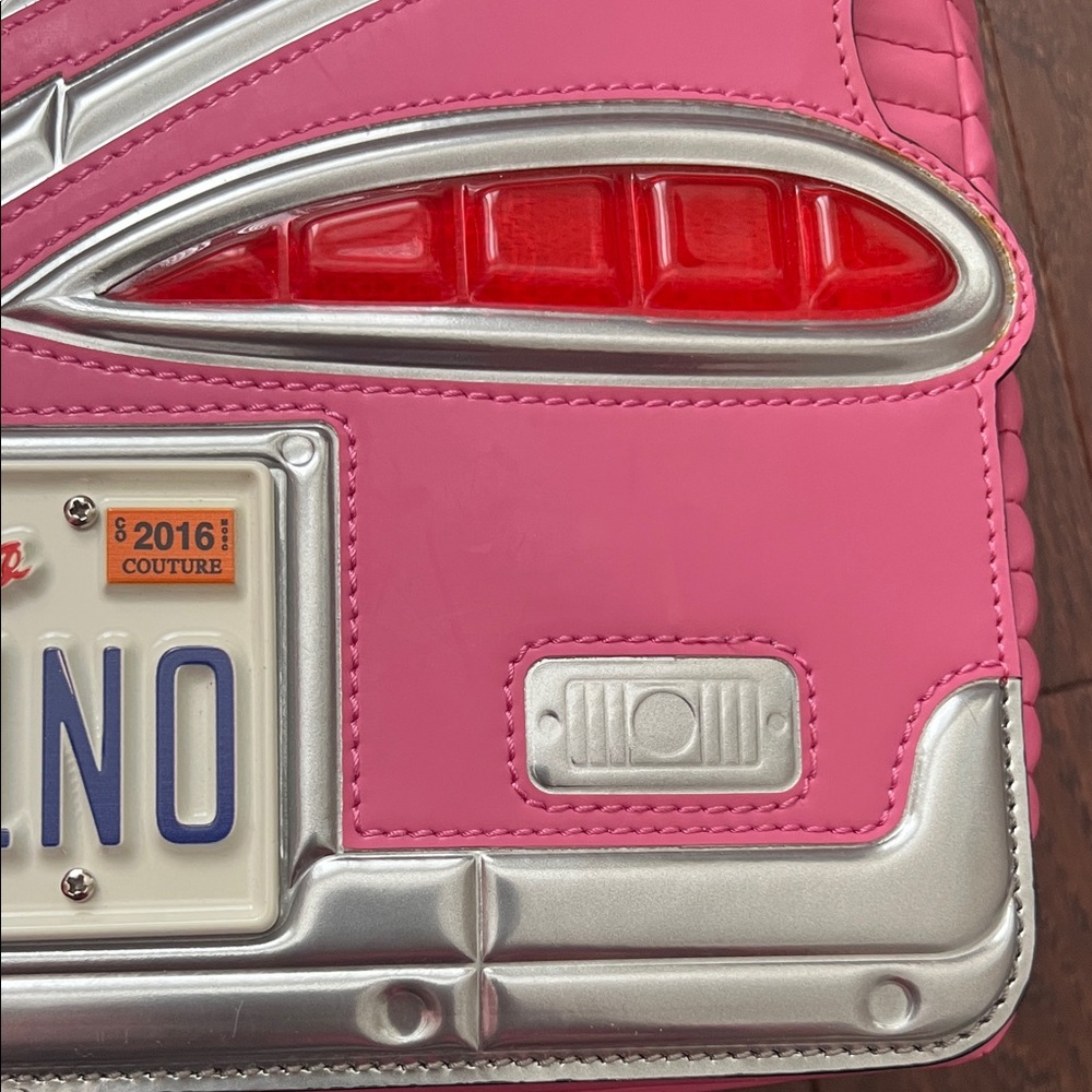 Moschino Pink and Silver License Plate Shoulder Bag - Picture 9 of 14